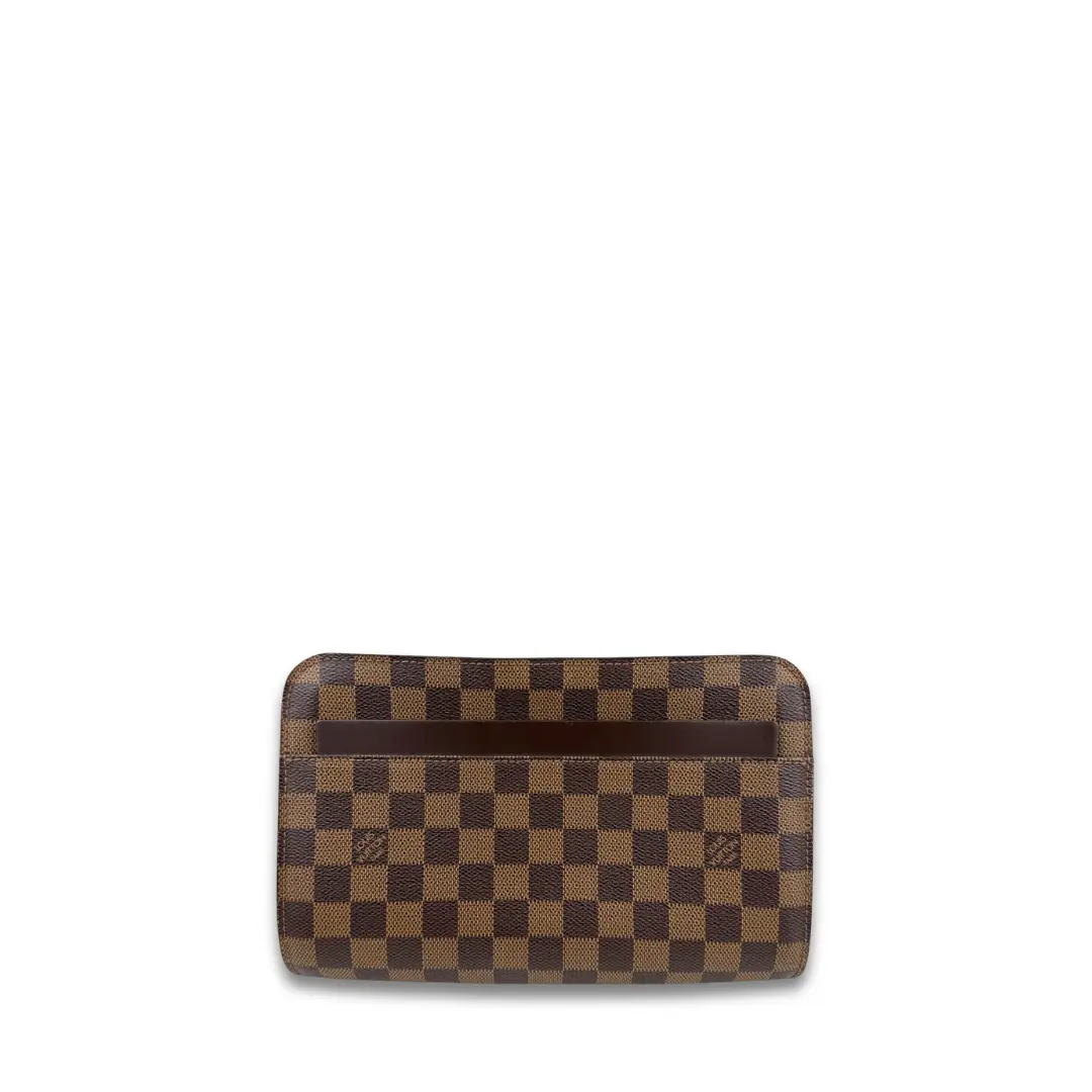 Pre-owned Louis Vuitton Coated Canvas Clutches & Wristlets Damier Ebene Saint Louis Wristlet Clutch