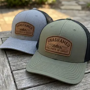 Unashamed Follower of Christ Trucker Hat Christian Leather Patch Cap Adjustable Snapback Breathable Cap