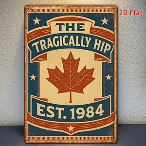 Vintage Metal Wall Sign Featuring Maple Leaf Design for Home Bar Cafe Garage Decor
