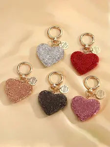 Sparkling Rhinestone Heart Bag Charm Pendants – Glittery Heart Keychain with Gold Clasp, Elegant Bag Decoration & Bag Chain Charms for Backpack Purse, Ideal for Romantic & Glam Style Lovers
