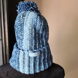 Cozy Oversized Ribbed Crochet Beanie with Pompom by Mimi