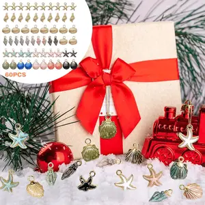 60PCS Sea Star, Shell Marine Charler for DIY Jewelry Making Kit - Nautical Seashell Pendants, Starfish Charms, Ecosystem Accessories for Necklace, Bracelet, Earring Crafting