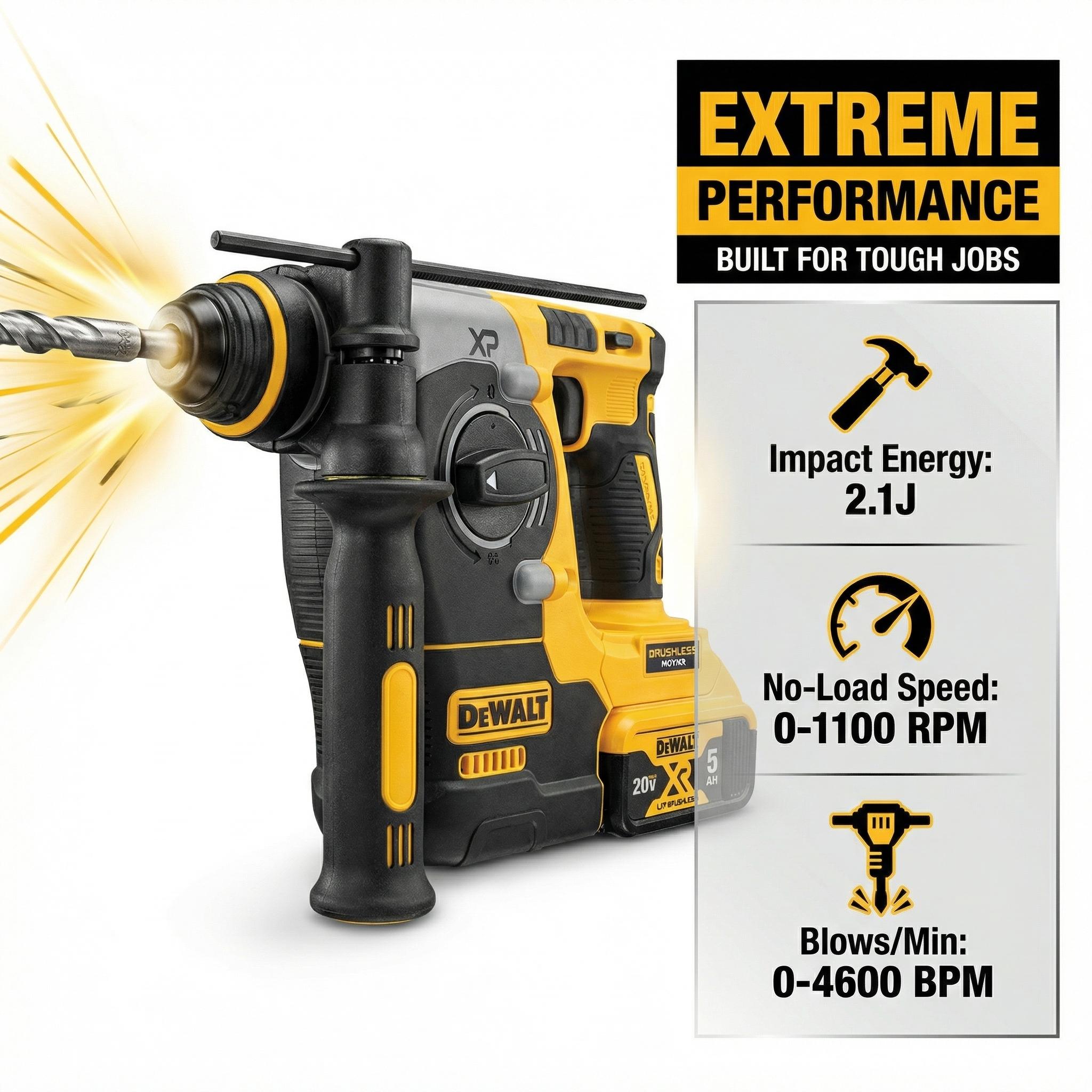 Dewalt DCH273 Brushless Hammer Drill With Battery Charger Concrete Metal Work Electric Wrench Makita Tools