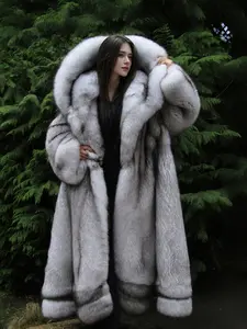 Women's Silver Color Faux Fox Fur Hooded Coat, Loose Fit Soft Warm Long Sleeves Jacket for Fall & Winter, Versatile Daily Commute Party Outerwear Womenswear