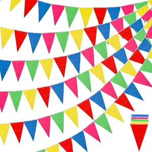 1020ft 720pcs Colorful Pennant Banner Flags Multicolor Bunting String Triangle Flags Bulk, Garland for Grand Opening, Carnival Theme Birthday Party Decoration Outdoor Events Classroom Decor