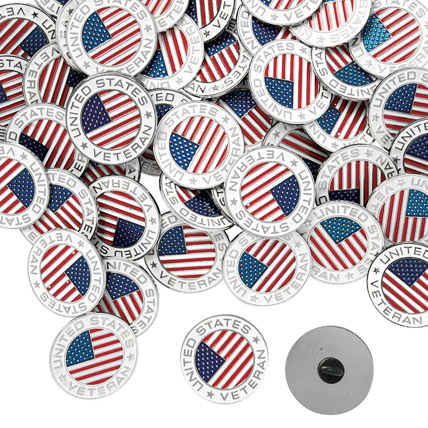 Celebrate Veterans with Metal Veteran Enamel Pins - 72 Pc.