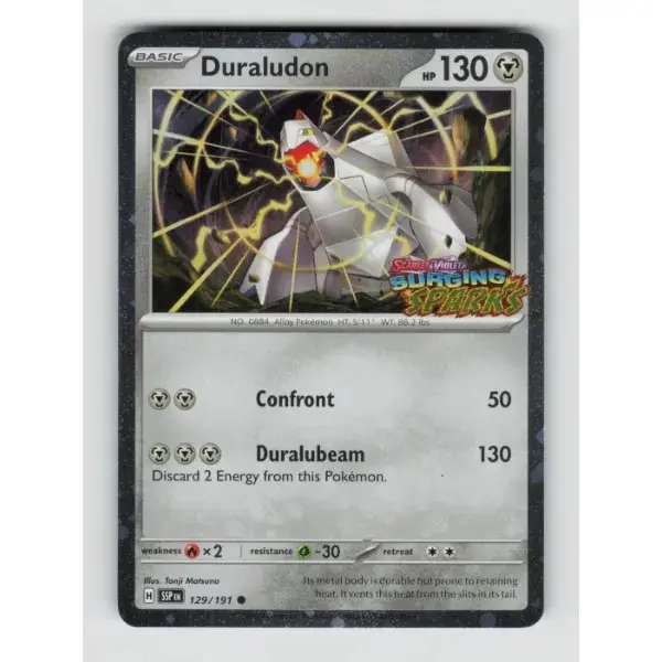 POKEMON TCG AUTHENITC RAW SINGLES: Duraludon (Surging Sparks) Miscellaneous Cards & Products Common 129/191 near mint English