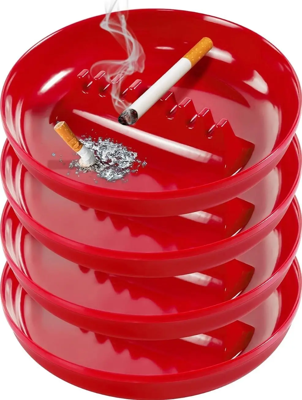 Plastic Ashtrays for Cigarettes and Cigars, Indoor Outdoor Ash Tray Large Size Tabletop Ashtray Decor for Home Bar - 4 Pack