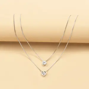 Alloy necklace with fashionable multi-layer heart-shaped water drop pendant, retro women's collarbone chain -HH910-9