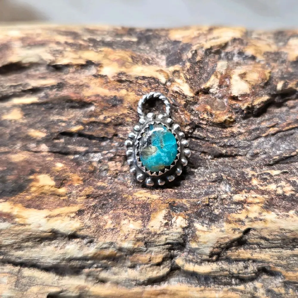 Sterling Silver Handmade Turquoise Charm