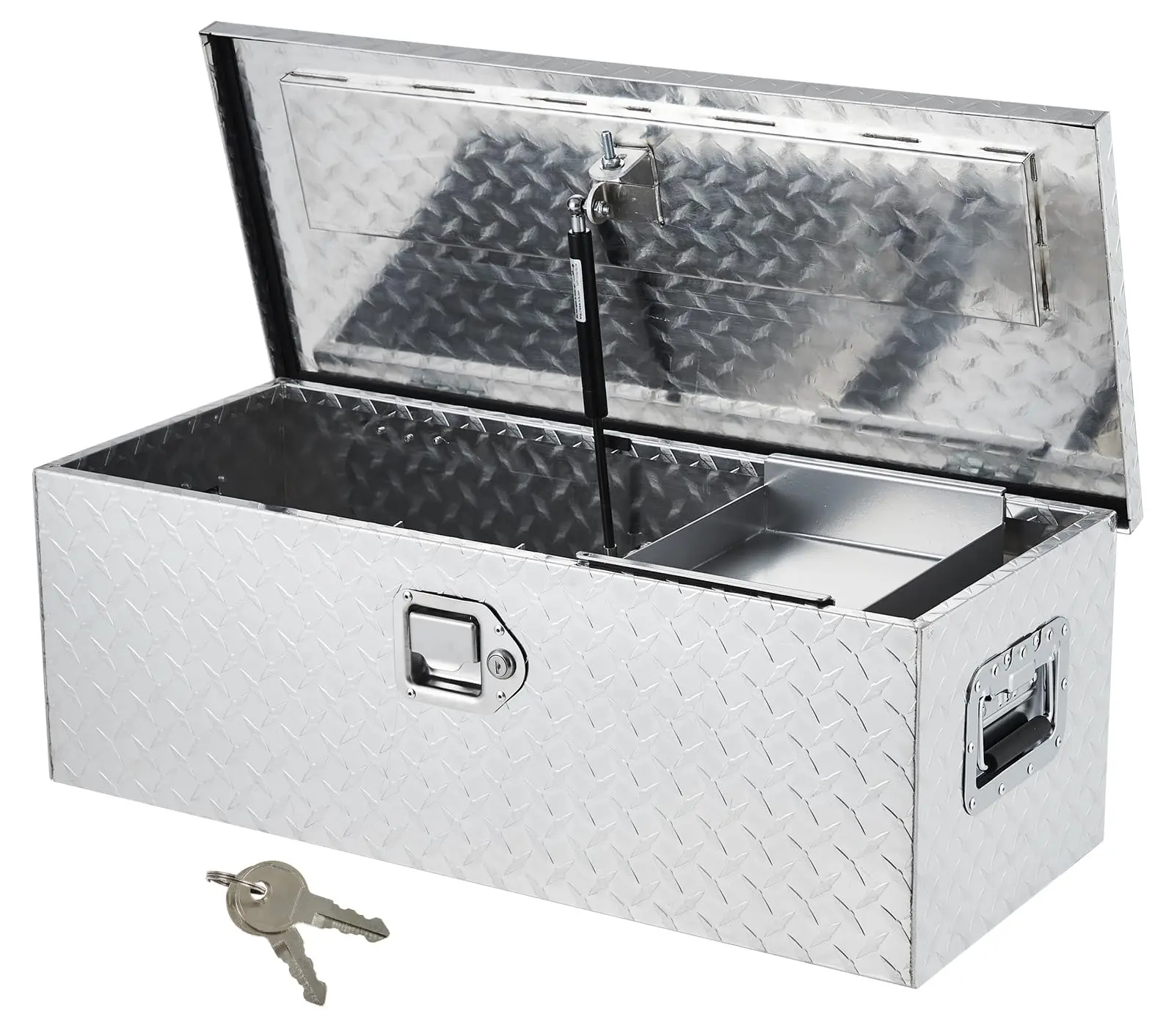GARVEE Heavy Duty Aluminum Truck Tool Box with Security Lock and Wider Handles, Waterproof Trailer Storage Box, Organizer Chest for Pick Up Truck Rv Trailer -30"x 13"x 10", Silver