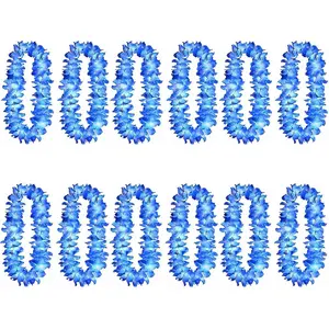 Thicken 41 Inch Blue Hawaiian Leis for Graduation Party, Dance Party, Photo Prop in Outdoors (12 Pcs)
