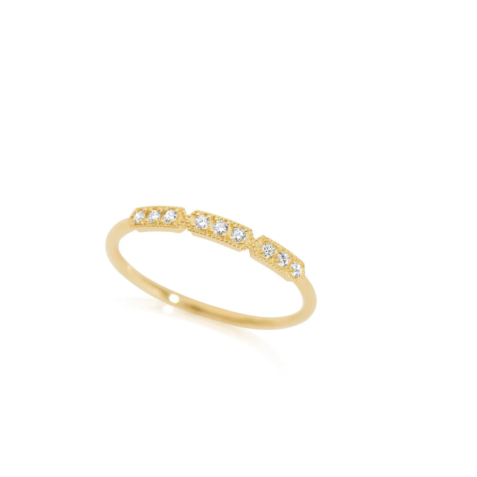 14k Gold Hexagon Linked Diamond Wedding Band