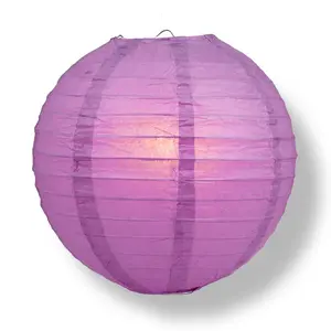10" Violet / Orchid Round Paper Lantern, Parallel Ribbing, Chinese Hanging Wedding & Party Decoration