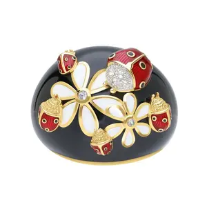 Ariva 18K Gold-Clad White Topaz Lady Bug Ring
