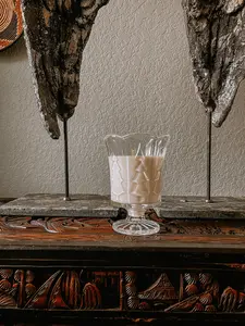 Extra Large Crystal Trifle Glass in Sweet Citrus Groves | Home Decor | Vintage Crystal | Soy Wax Candle | Repurposed Vintage Glass |