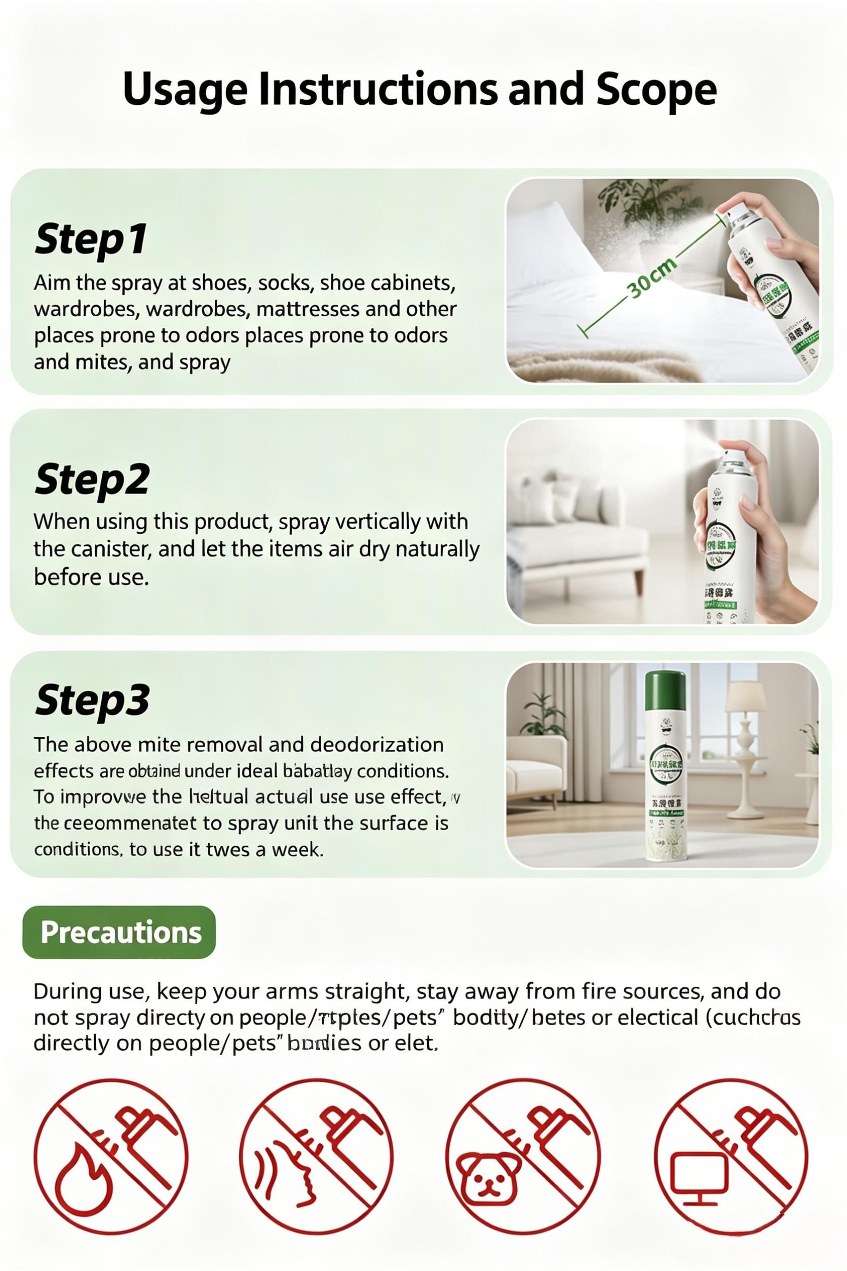 [UROSE] 100% Powerful Mite Removal Spray, No Rinse, No Sun Drying, Indoor Disinfection, Suitable for Dormitories, Pets, Pregnant Women and Babies, Multipurpose, Lavender Scent,dorm essentials,home essentials