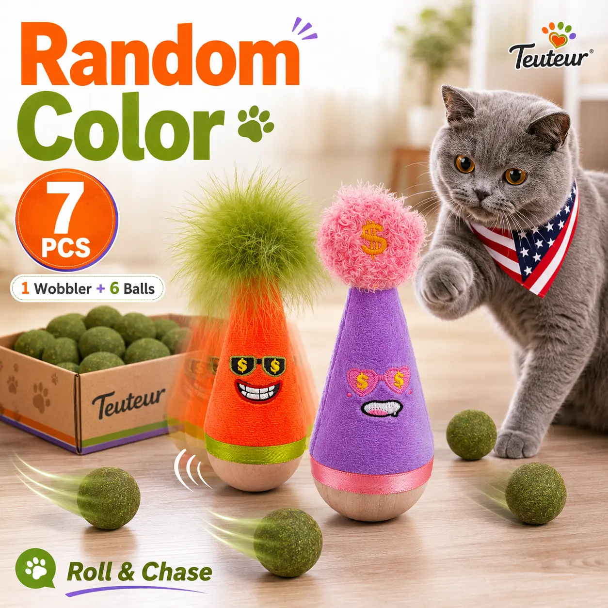 7 Piece Cat Toy Combo, 6 Catmint Balls with 1 random-colored  Tumbler, Interactive Toys for Indoor Cats, Kittens and Adult Cats, Designed for Chasing, Swatting, Pouncing, Chewing and Independent Play at Home, For Multi Cat Homes and Kittens