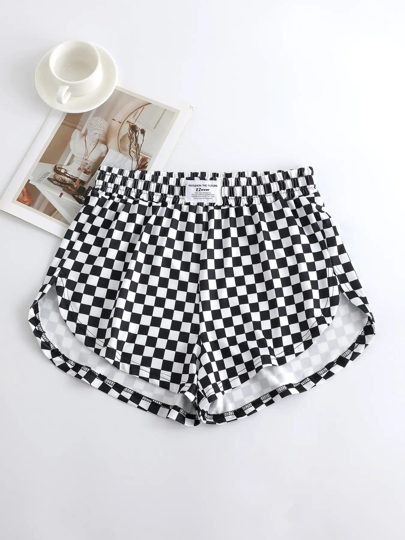 Summer Women's New Fashion Plaid Print Casual Shorts, Loose-Fitting Elastic Waist, Comfortable Daily Wear, Versatile Ladies' Bottoms