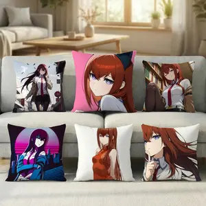 Steins Gate Kurisu Makise anime sci-fi suspense mind-bending Pillow Case new style printing Pillowcase Anti-dustmite Invisible zipper silky short plush Sofa cushion cover polyester microfiber queen king bed home