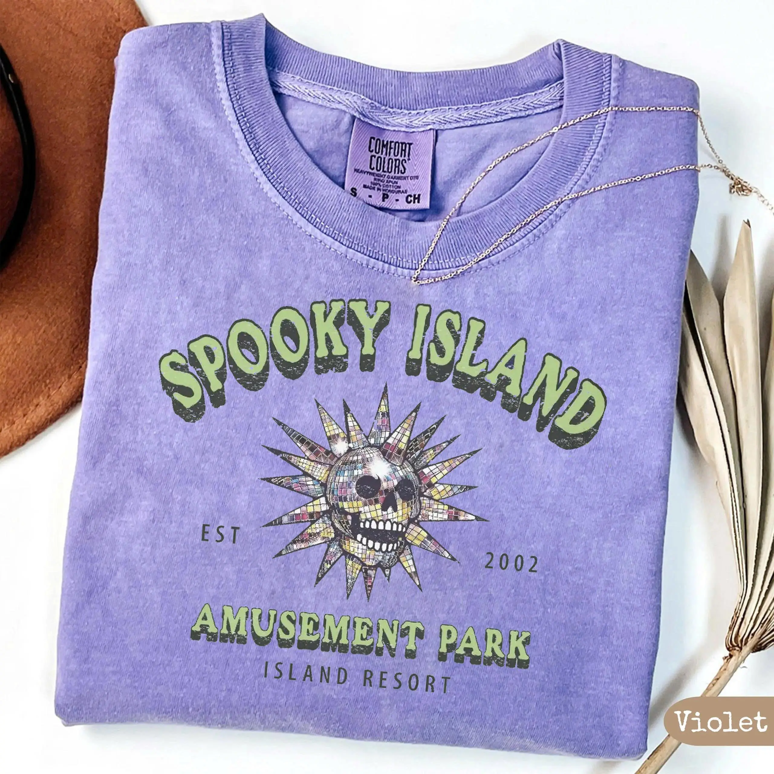 Comfort Colors Vintage Spooky Island T-Shirt, Retro Disco Skull Graphic Tee, 90s Halloween Movie Inspired Shirt, Spooky Season Unisex Cotton Gift
