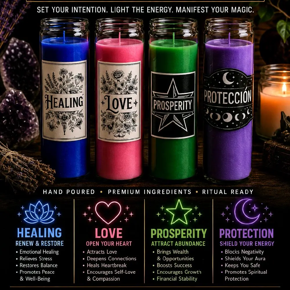 4-Piece Non-Toxic Unscented Healing Spell Fix Set, Room Ambient Light Home Decor Wax Candles