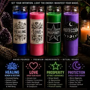 4-Piece Non-Toxic Unscented Healing Spell Fix Set, Room Ambient Light Home Decor Wax Candles