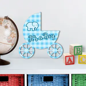 Designocracy 8114044M Artistic Christmas Wall Decoration Set, 12x9 in. Large "It's a Boy" Holiday Outdoor Ornaments
