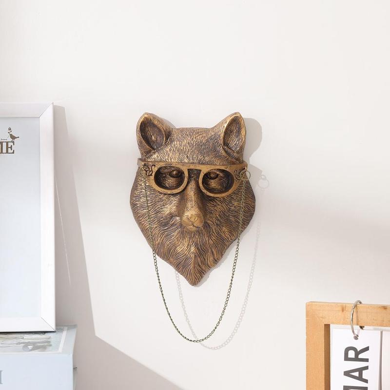Creative Resin Animal Head Wall Hanging, Fox Head Wall Hanging, Resin Material, Wall Art, Home Accents, Personalized Style, Visiting Gift