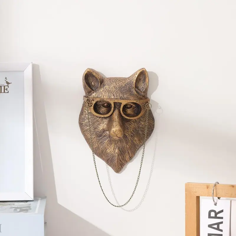 Creative Resin Animal Head Wall Hanging, Fox Head Wall Hanging, Resin Material, Wall Art, Home Accents, Personalized Style, Visiting Gift