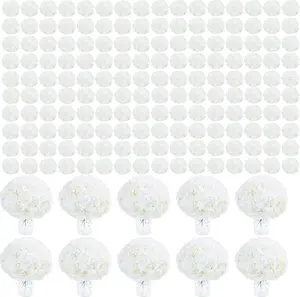 100PCS White Hydrangea Artificial Flowers Bulk (No Steaming Need) Ivory Fake Hydrangeas Silk Flowers with Stems for Table Centerpieces Wedding Home DIY Florals Arch