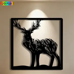 1pc Deer Metal Wall Art, Majestic Deer Statue Mural, Ideal Gift for Christmas, New Year, Wildlife Decor Enthusiasts, Weather-Resistant Metal Wall Decor Wall Sculptures, Perfect for Home Wall & Garden Fence Wildlife Enthusiasts