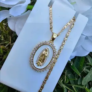 virgencita ovalada en blanco gold-plated necklace virgencita ovalada en blanco gold-plated necklace