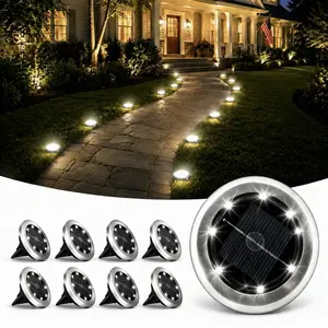 8-Pack Mini Solar Ground Lights - Waterproof Cool White Solar Outdoor Lights, Festive Outdoor Decor, Landscaping Decor for Driveway, Walkway