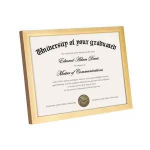 Diploma Frame in Gold Museum Edition Frame With High Definition Glass (Pictures, Certificate Document), Diploma Frames For Wall And Tabletop, Christmas Gifts, Graduation Gift, Golden