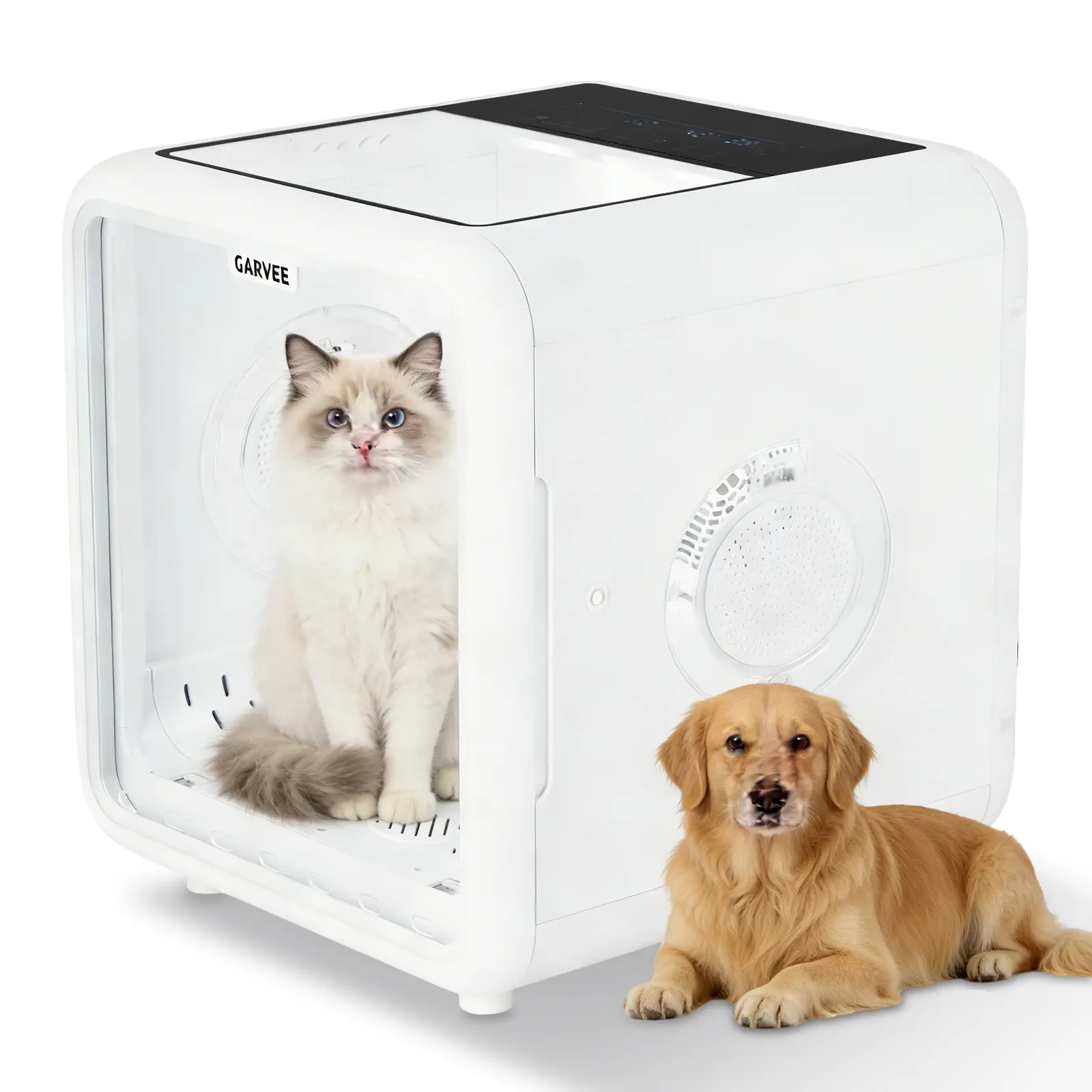 72L Pet Drying Box for Cats and Small Dogs up to 45 lbs, 360° Efficient Automatic Hair Dryer with 5 Air Outlets, NTC Smart Temperature Control, Ultra Quiet Pet Grooming Dryer