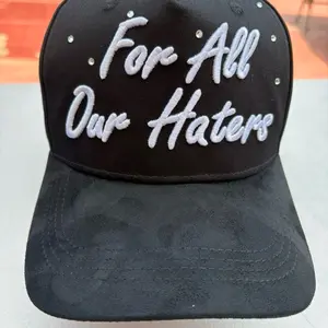 Dandy X Tombochio For All Our Haters G5 Black Baseball Cap with White Embroidered Text and Silver Studs