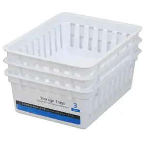 3-Piece New Square Mini Storage Trays, White Stackable Design for Pantry Organization and Craft Use