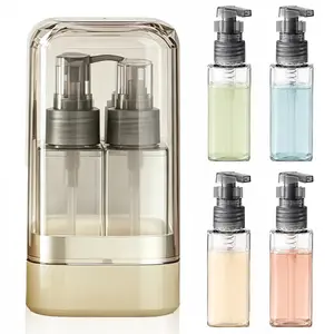 "4-in-1 Travel Pump Dispenser Bottles Set - Leakproof Refillable for Lotion Soap Sanitizer | Airport Travel Essential"