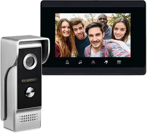 Wired Video Intercom System with 7-Inch Monitor, IR Camera Video Door Phone Doorbell Kit - Indoor/Outdoor Use, 2-Way Intercom, Remote Unlock, Monitoring for Villa, Office