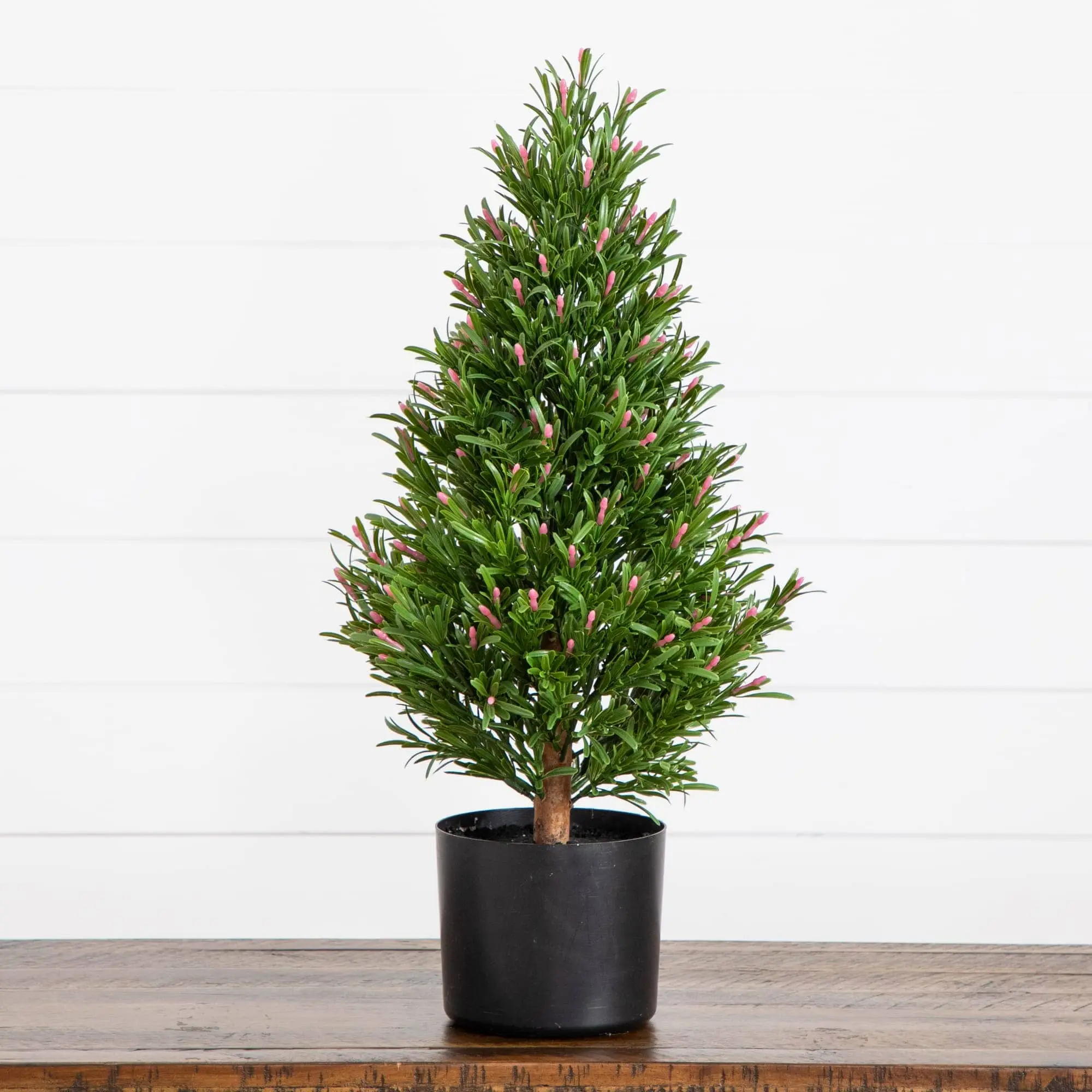 2-ft UV-Resistant Cone-Shaped Artificial Rosemary Topiary Tree - Outdoor Safe Potted Plant Artificial Trees, Indoor Plant Decor for Green Aesthetic Home Nursery