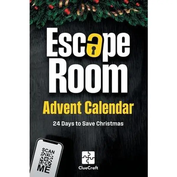 The Escape Room Adventure Holiday Detective English Paperback Book - 24 Days to Solve a Christmas Crime & Save Christmas - Adult Riddle & Clue Craft Book for Friends