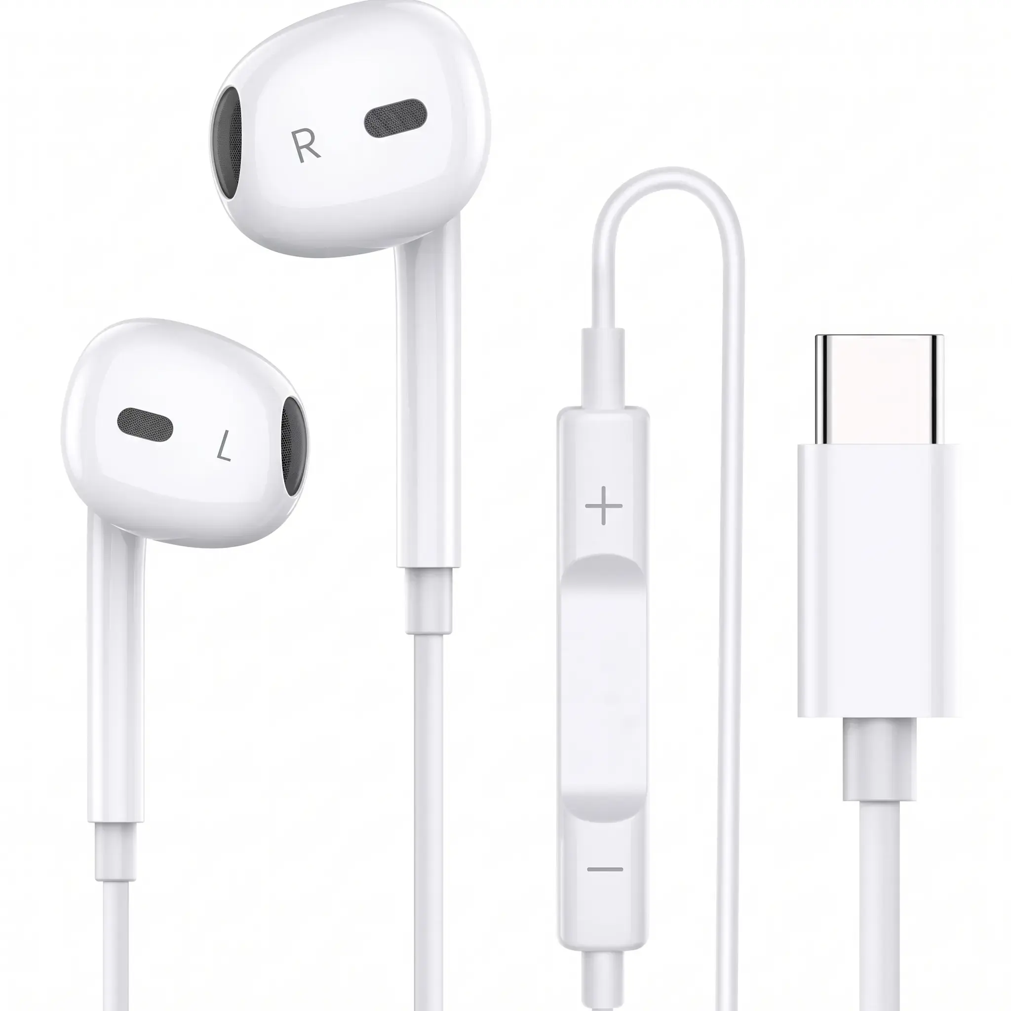USB C Earbuds with HD Microphone, Hi-Fi Stereo Wired Type-C Headphones for Android, Magnetic In-Ear Noise Isolating Earphones with Volume Control for Samsung, iPad, Pixel
