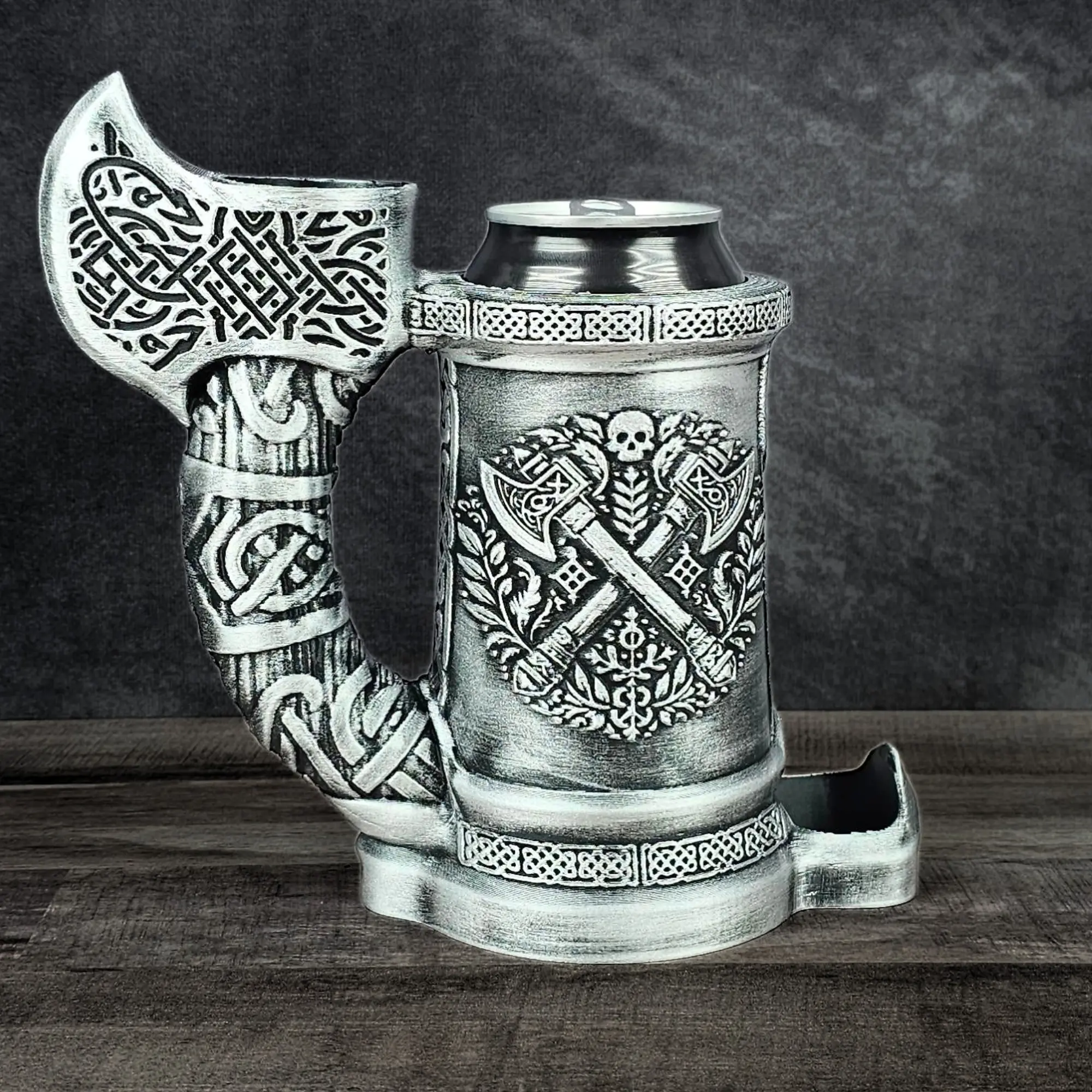 Woodsman Dice Tower Mug Can Koozie - Table Top Gaming Cup for 12 oz Cans - DND Gaming Accessory Reuse