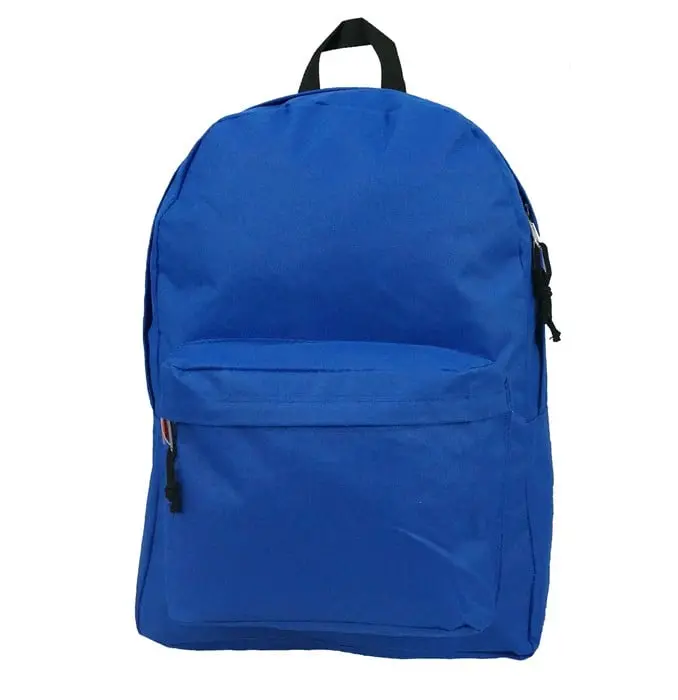 16 in. 600D Polyester Basic Solid Backpack with Zipper, Back to School School Supplies Functional Bag