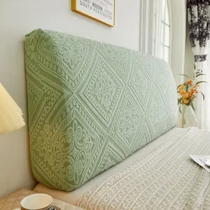 Vintage Carved Texture Bed Head Cover, Full Coverage Dustproof Washable Soft Back Cushion, Universal Multi-Size Bed Head Protector