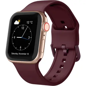 Sport Band Compatible with Apple Watch Bands 49mm 45mm 44mm 42mm 41mm 40mm 38mm, Soft Silicone Wristband Replacement Strap with Classic Clasp for iWatch Series 9 Ultra SE 8 7 6 5 4 3 2 1 for Women Men