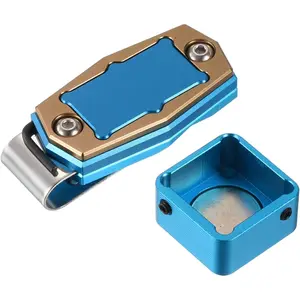 Billiard Magnetic Chalk Holder, Aluminum Alloy Pool Billiard Cue Chalk Tip Case with Belt Clip for Snooker Sports Accessories
