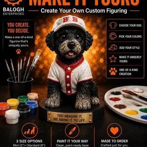Custom Dog Figurine, 3D Printed Personalized Pet Statue with Hand-Painted Option