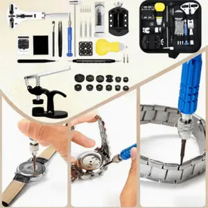 1 Set Watch Repair Tools, Professional Watch Repair Tools, Watch Battery Replacement Kit, Professional Winding Tool Set with Portable Carrying Case Watch Link Removal Tool Set